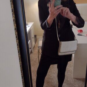 INZI Cream Croc Leather Envelope Crossbody or Clutch with Silver Chain Accent